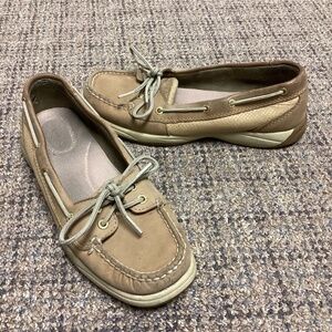 Sperry Top-Sider Angelfish Tan Gold Glitter Boat Shoes * Size 8 M
